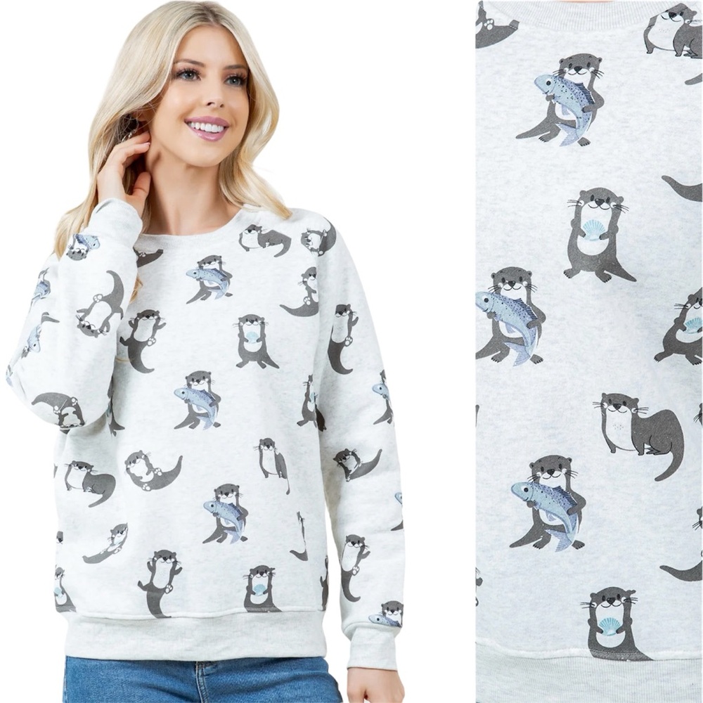 🦦 Otter Pullover Long Sleeve Sweater Sweatshirt